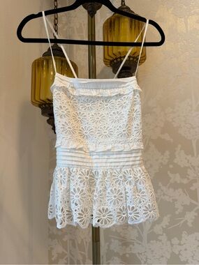 J. Crew White Smocked Strapless Top